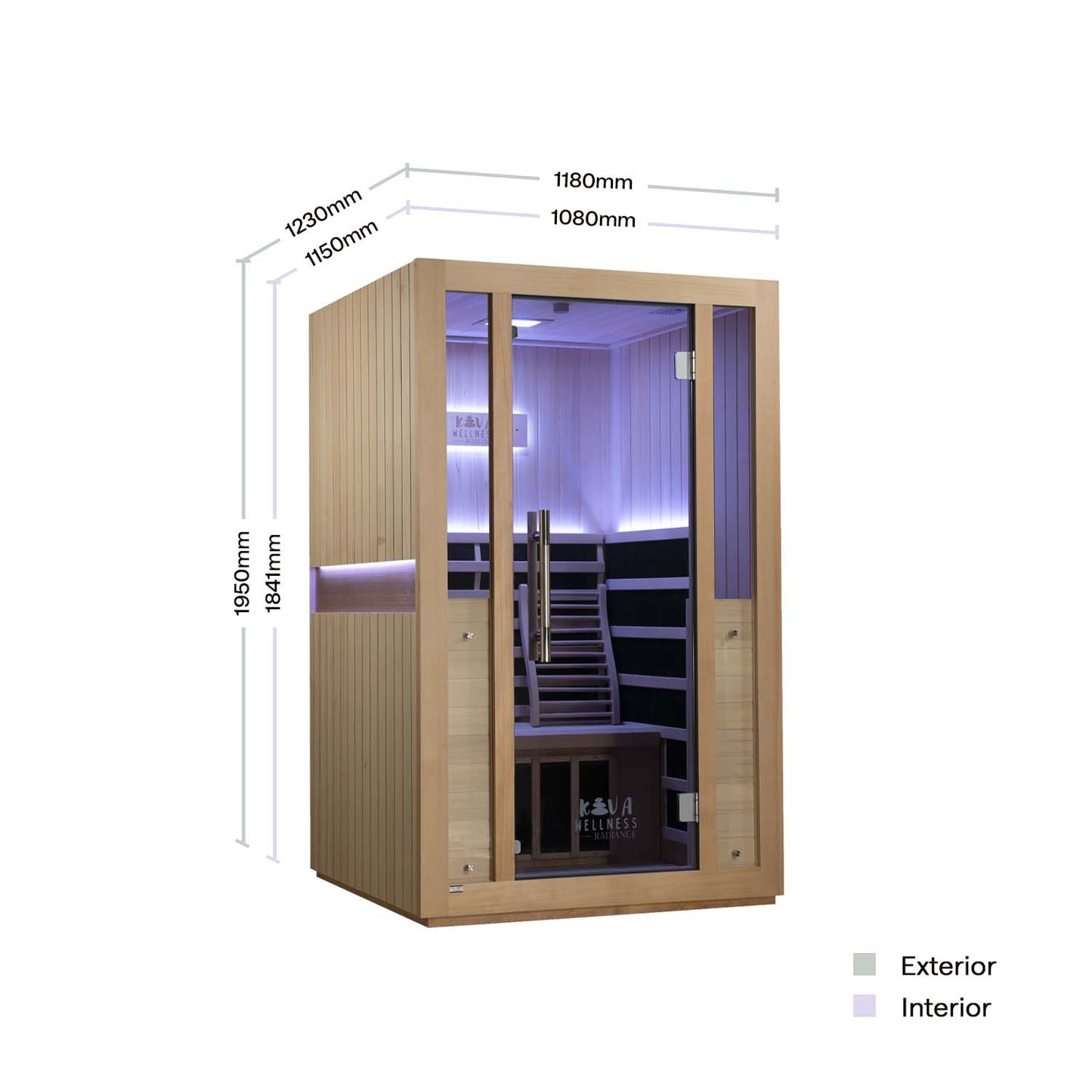 Radiance 2 Person Full Spectrum Infrared Sauna with Portable Red Light Therapy
