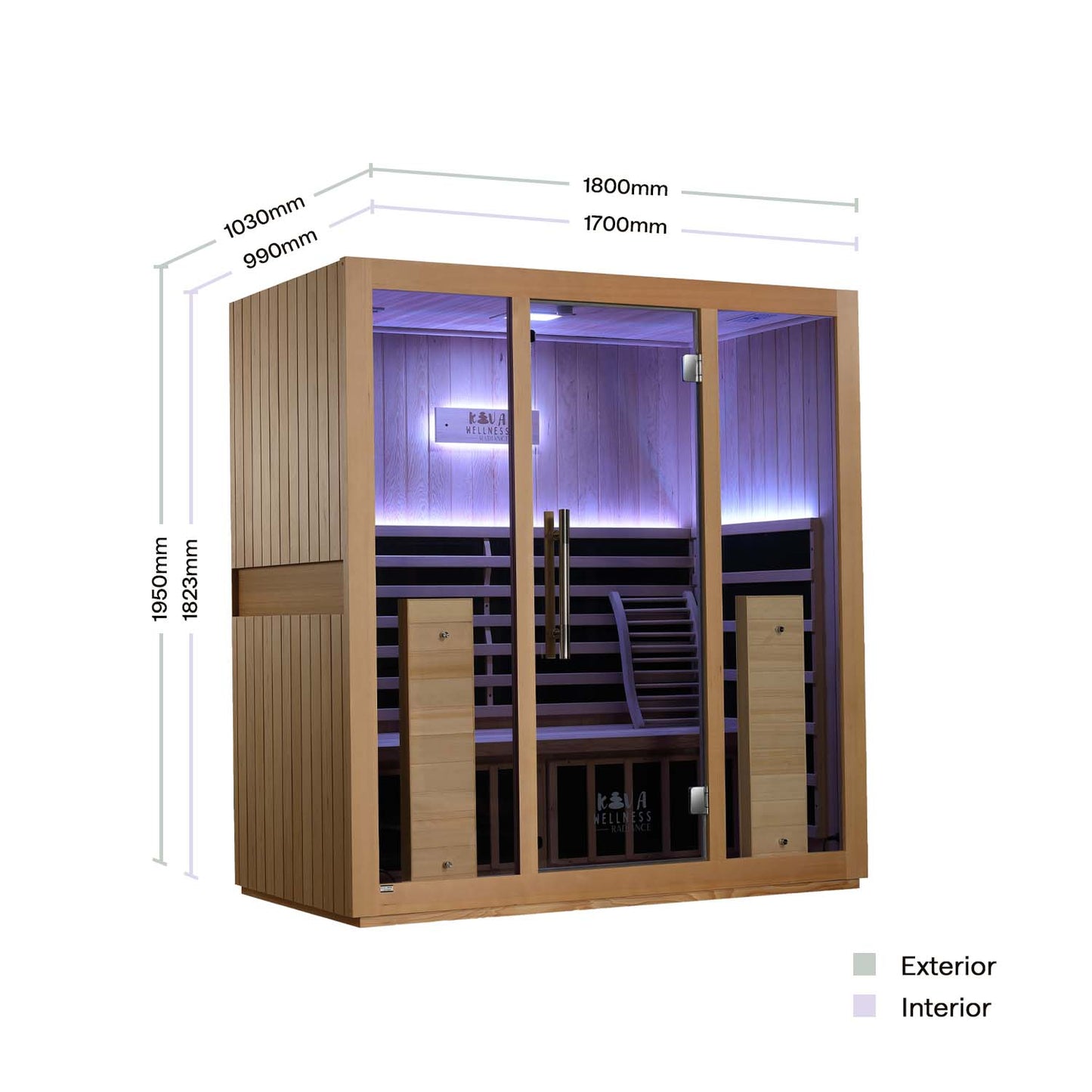 Radiance 4 Person Full Spectrum Infrared Sauna with Portable Red Light Therapy