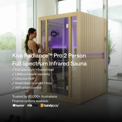 ‍Kiva Radiance™ Pro 2 Person Full Spectrum Infrared Sauna – Smart WiFi Control