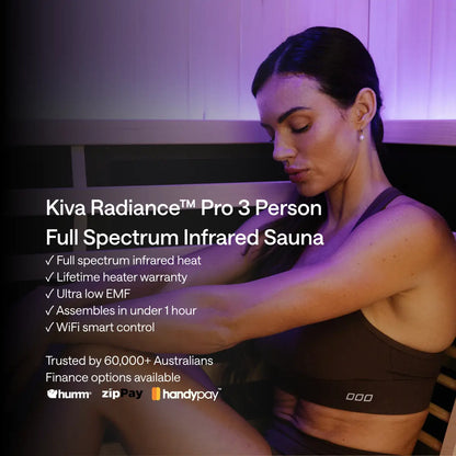 ‍Kiva Radiance™ Pro 3 Person Full Spectrum Infrared Sauna – Smart WiFi Control