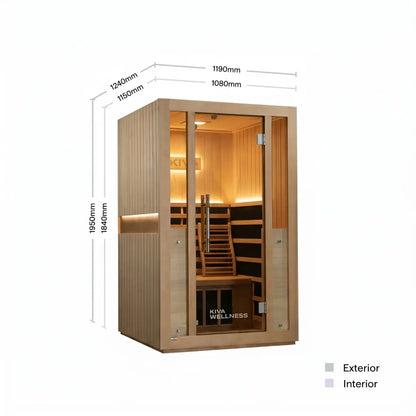 ‍Kiva Radiance™ Pro 2 Person Full Spectrum Infrared Sauna – Smart WiFi Control
