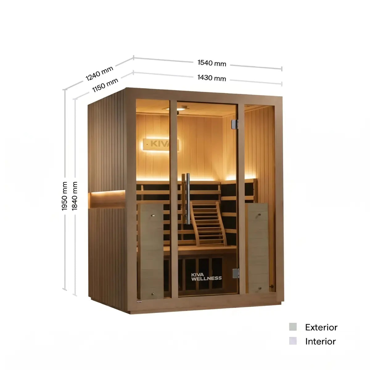 ‍Kiva Radiance™ Pro 3 Person Full Spectrum Infrared Sauna – Smart WiFi Control